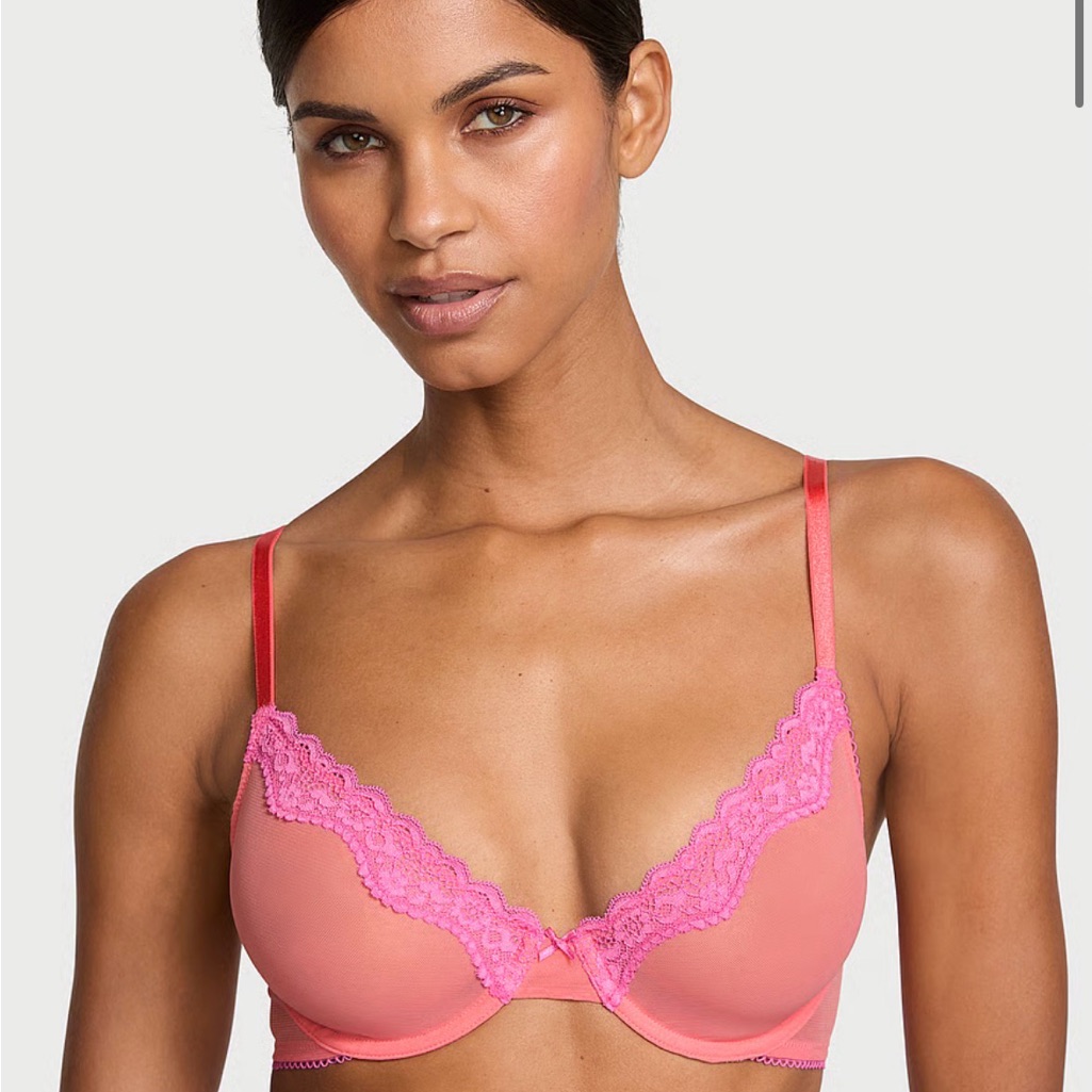 Nwt Victoria’s Secret Tease Lace-Trim Unlined Demi Bra 34dd